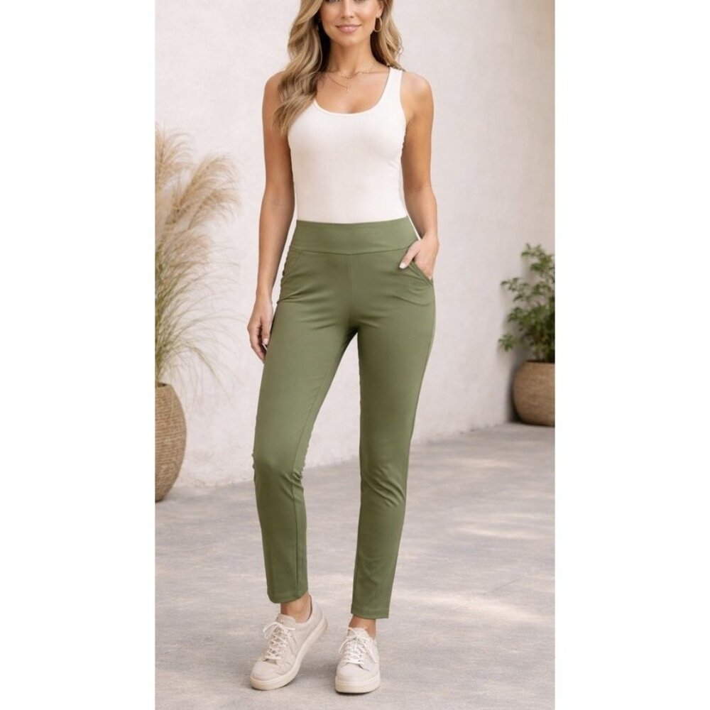NWOT Betabrand Kale Green Journey Skinny Cargo Pants Size Medium Athletic Yoga